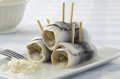 Traditional rollmops on a dish P8YWMFE